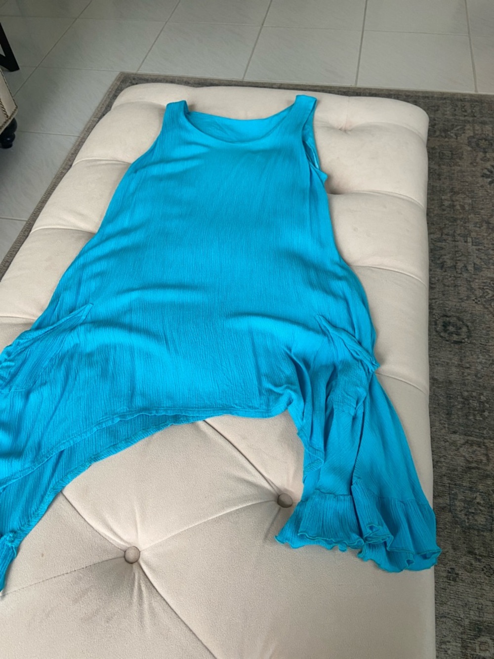Kaktus Turquoise Sleeveless Crinkle-Hem Tank tunic